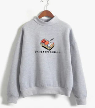 Sushi Print Crewneck Fleece Sweat Shirt