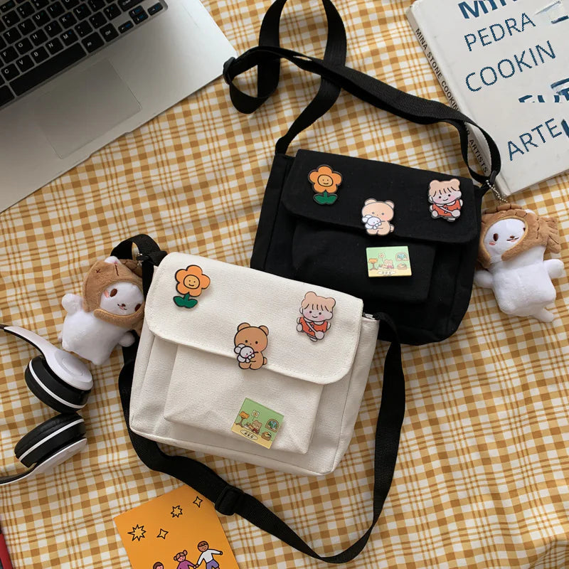 Cute Canvas Crossbody Bag for Girls - 2023 Japan Style