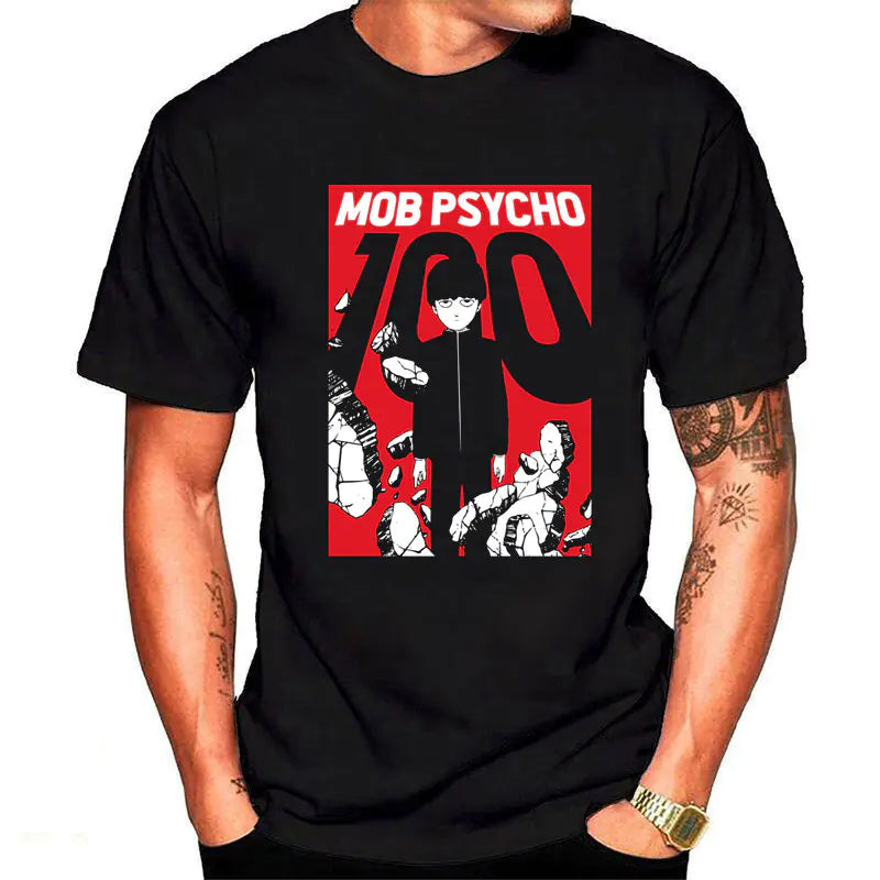 Demon Slayer Cartoon Men's T-Shirt with Round Neck