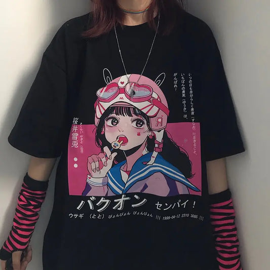 Printed Loose-Fit Short Sleeve T-Shirt for Students