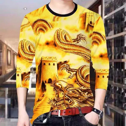 Men's 3D Printed Dragon Tiger EagleLong Sleeve T-Shirt