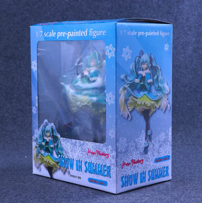 Hatsune Miku Snow In Summer Anime Figurine Display, Collectible Figure