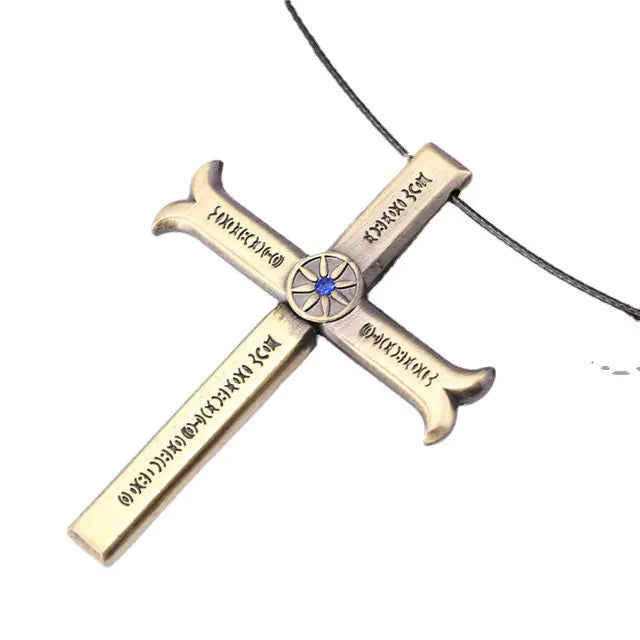 Anime Dracule Mihawk Necklace Cross Sword Pendant