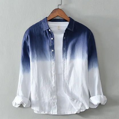 Men's Japanese Style Gradient Linen Shirt Jacket