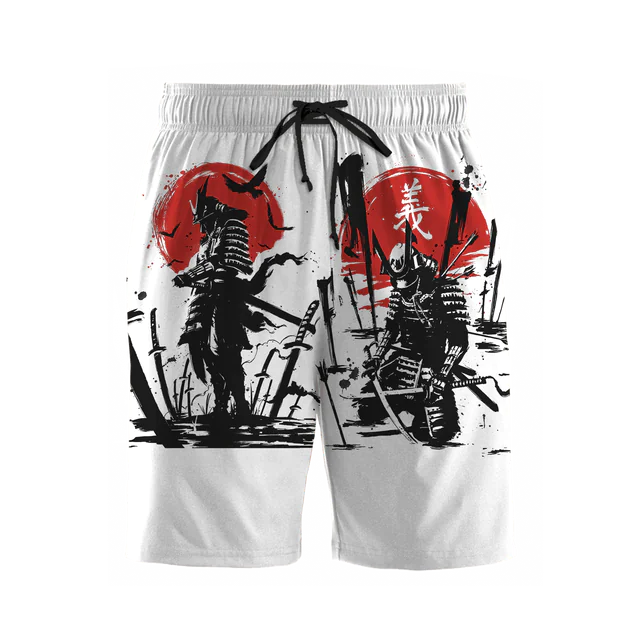 3D Samurai and Dragon Tattoo All Over Printed Shorts