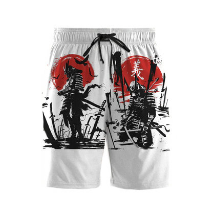 3D Samurai and Dragon Tattoo All Over Printed Shorts