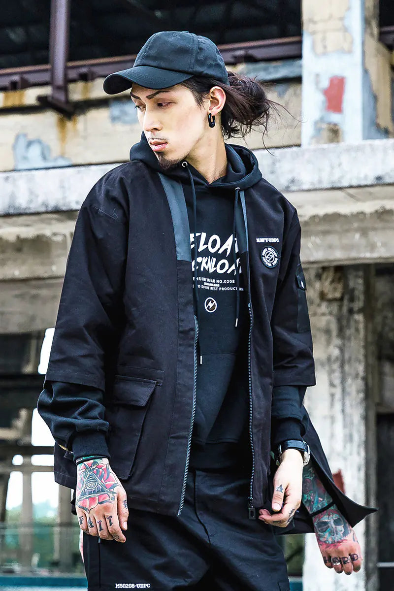 Loose Kimono Cardigan with Vintage Zipper, 3/4 Sleeve