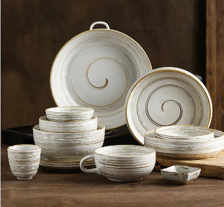 Quaint Painted Ceramic Rice Bowl for Canteen Use
