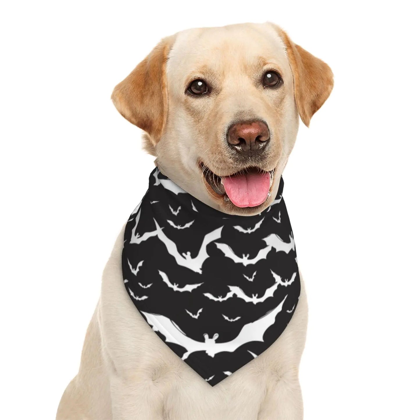 Bats Halloween Goth Silhouettes Black White Dog Bandana Scarf Triangle Bibs Pet Accessories Cat Kerchief