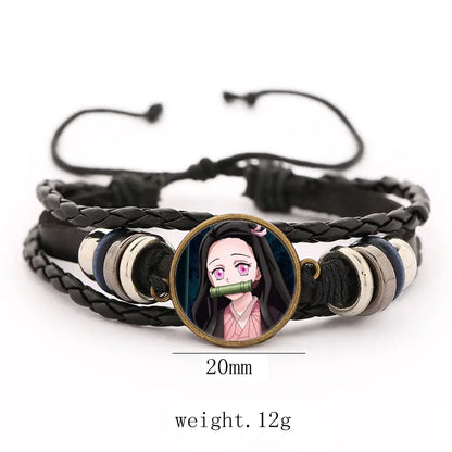 Demon Slayer Leather Bracelet for Men (Anime Merchandise)