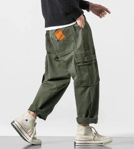 Japanese Loose Retro Military Style Overalls Pants
