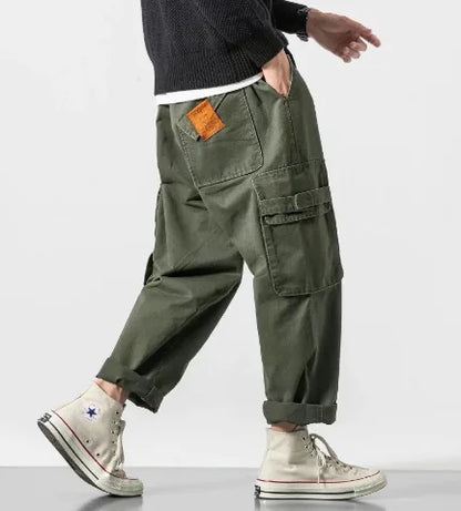 Japanese Loose Retro Military Style Overalls Pants