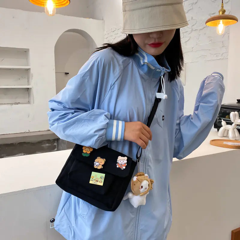 Cute Canvas Crossbody Bag for Girls - 2023 Japan Style