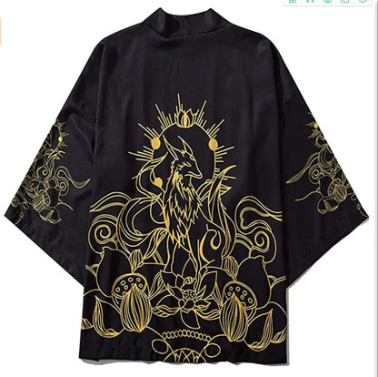 Japanese Ukiyo-e Koi Fish Kimono Cape for Cosplay