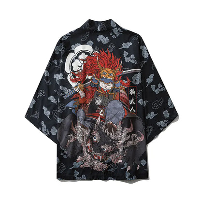Japanese Printed Kimono Cloak Jacket for Men and Women
