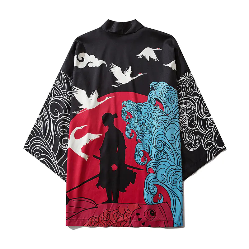 New Chinese Style Ukiyo-e Crane Robe for Men & Women