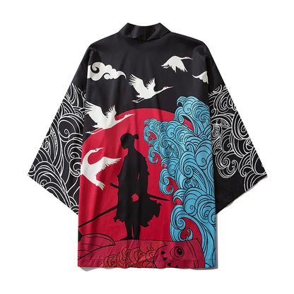 New Chinese Style Ukiyo-e Crane Robe for Men & Women