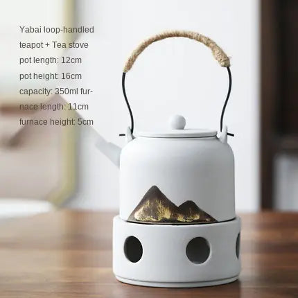 Japanese Style Ceramic Tea Set with Warm Stove Pot
