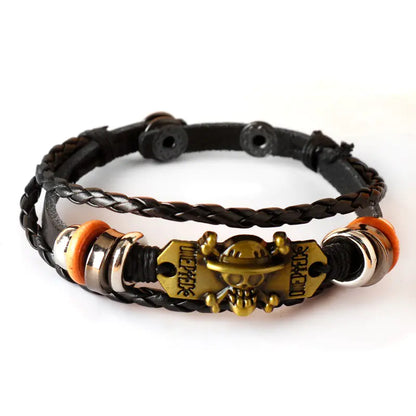 One Piece Luffy Skull Vintage Leather Bracelet
