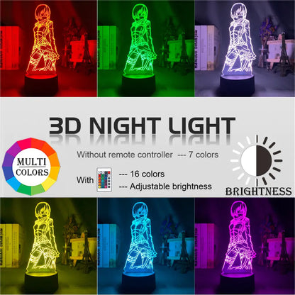 Acrylic 3D Night Light - Attack on Titan Figurine