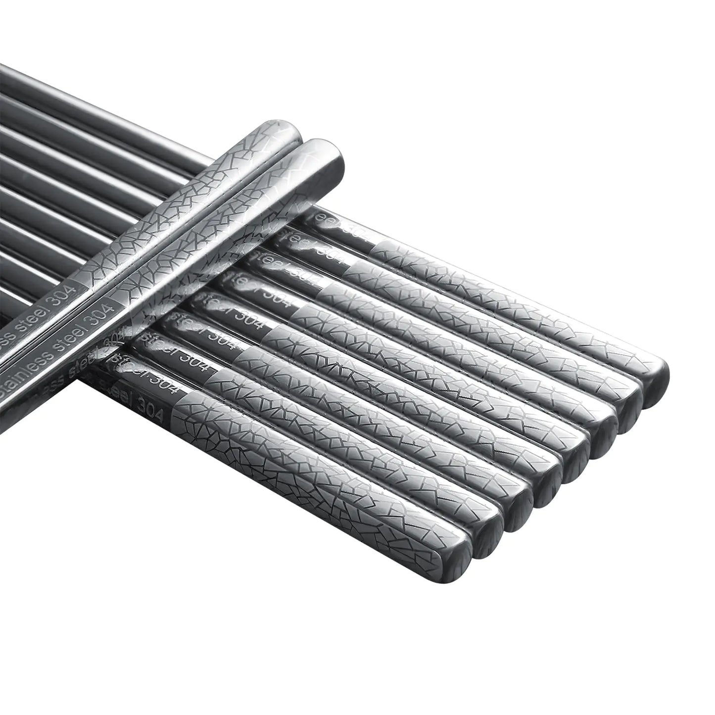 IQCWOOD Chopsticks Reusable  5 Pairs Metal Chopsticks Dishwasher Safe Stainless Steel Chop Sticks Non-Slip Korean Japanese Chinese Chopsticks Gift Sets 9.25 Inch/23.5cm