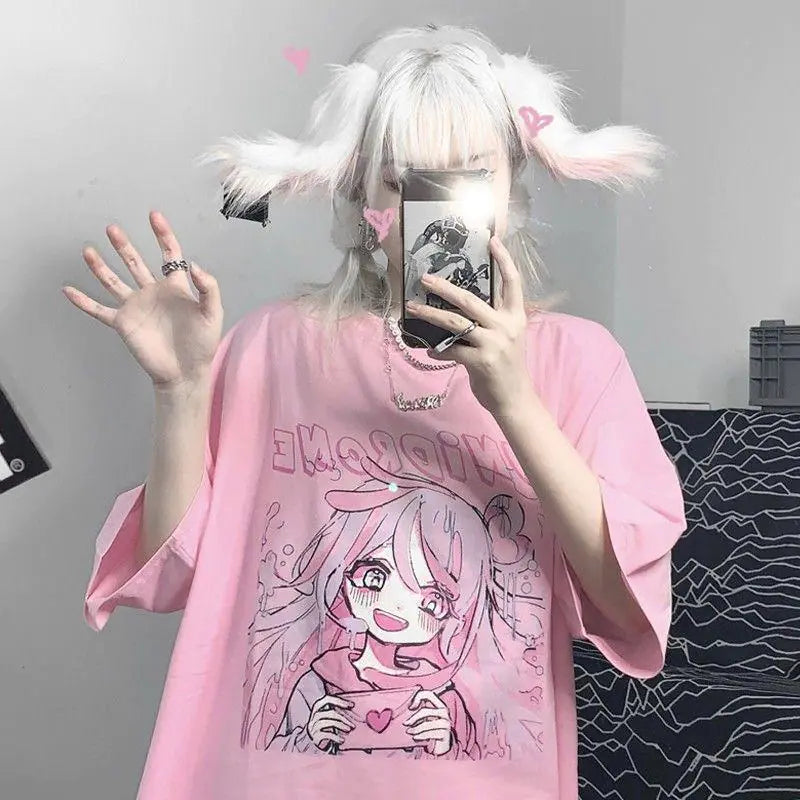Y2K Anime Kawaii Oversized Casual Summer T-Shirt
