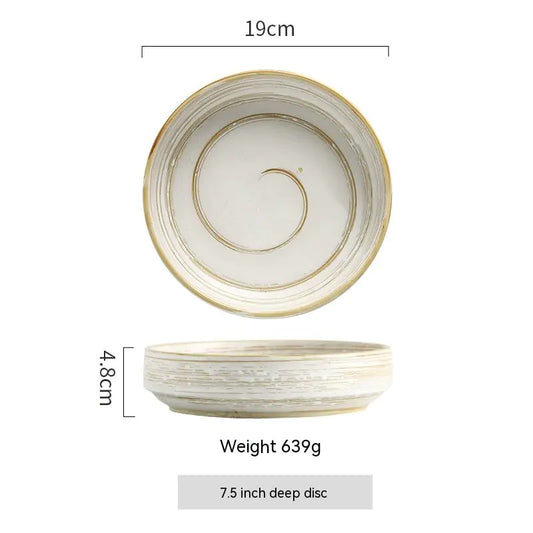Quaint Painted Ceramic Rice Bowl for Canteen Use