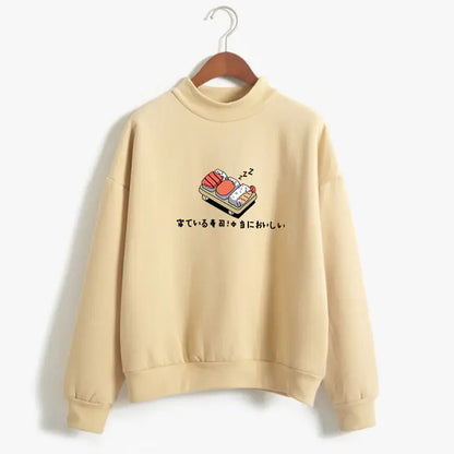 Women's Hoodie with Cute Sushi Print for Fall/Winter