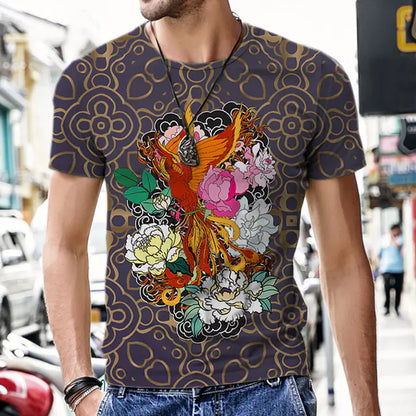 3D Printed Polyester Men's T-Shirt with Dragon Totem