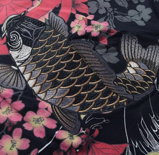 Embroidered Koi Fish T-shirt in Chinese Style