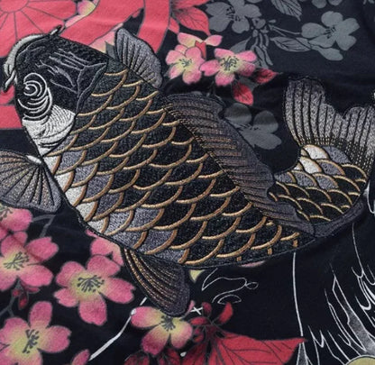 Embroidered Koi Fish T-shirt in Chinese Style
