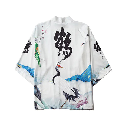 New Chinese Style Ukiyo-e Crane Robe for Men & Women