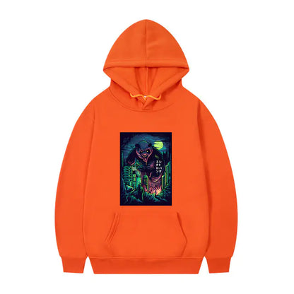 Men's Oversized Anime Monster Print Hoodie - Casual Pullover