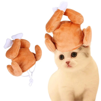 Thanksgiving Turkey Drumstick Hat for Cat Pet Halloween Thanksgiving Turkey Costumes Dog Cat Ornament