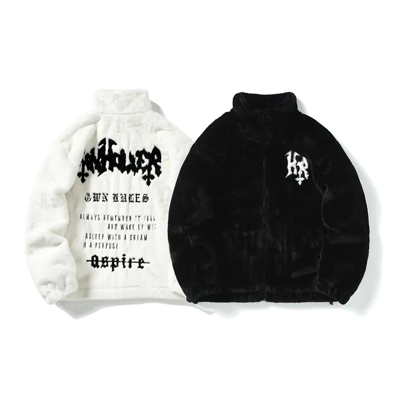 Men's Hip Hop Embroidered Fur-Lined Jacket (Couple's)