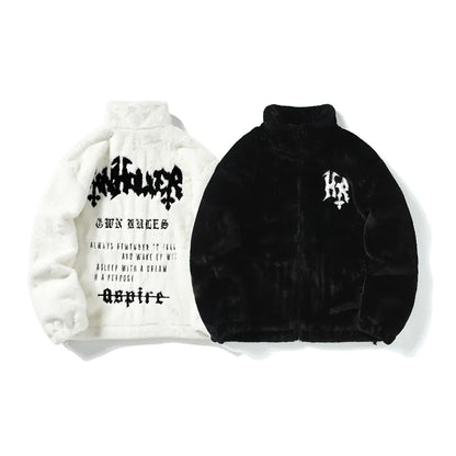 Men's Hip Hop Embroidered Fur-Lined Jacket (Couple's)