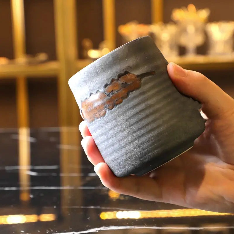 Japanese Porcelain Cocktail Teacup - Black Glazed