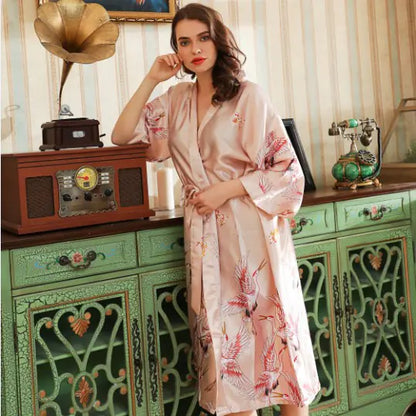 Red Silk Wedding Kimono Robe for Brides and Bridesmaids