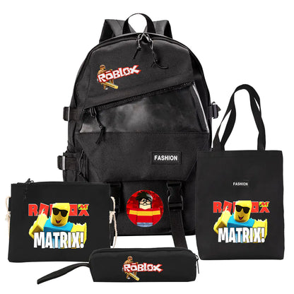 Four-Piece Canvas Backpack Set for Students