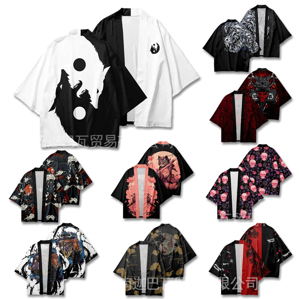 2023 Japanese Ukiyo-e Style Kimono Cardigan Shirt