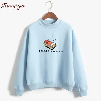 Women's Hoodie with Cute Sushi Print for Fall/Winter